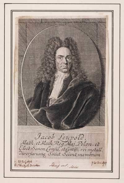 Jacob Leupold, Duitse natuurkundige en werktuigbouwkundige, ca. 1700 door Unbekannt