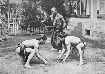 Japanse worstelaars klaar voor een gevecht, c1902, 1903 door Unbekannt