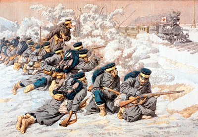 Japanners schieten op Russische Rode Kruis-trein, Russisch-Japanse Oorlog, 1904 door Unbekannt