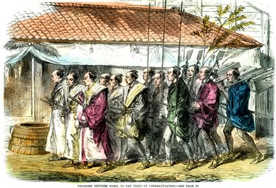 Japanse officieren gaan felicitaties brengen, Japan, 1865 door Unbekannt