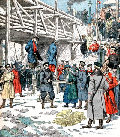 Japanse spionnen worden opgehangen, Russisch-Japanse Oorlog, 1904-1905 door Unbekannt