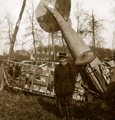 Jean Chaput voor zijn 11e overwinning, ca. 1914-1918 door Unbekannt