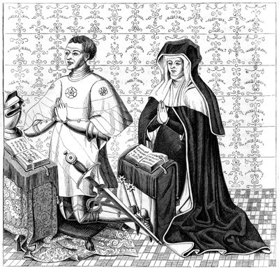 Jean Jouvenel des Ursins en zijn vrouw, Michelle de Vitry, biddend, 14e of 15e eeuw, 1849 door Unbekannt