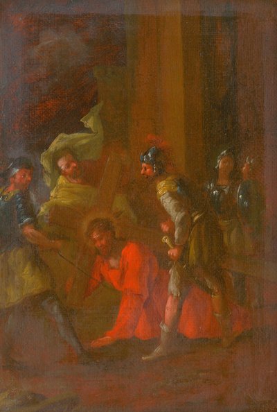 Jezus valt voor de eerste keer onder het kruis. Studie voor de Kruisweg III door Unbekannt
