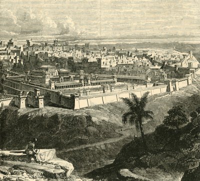 Jeruzalem in de tijd van Jezus Christus, met de Tempel zoals hersteld door Herodes de Grote, 1890 door Unbekannt
