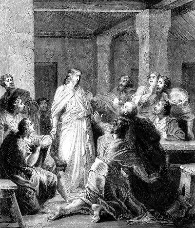 Jezus Christus verschijnt aan zijn discipelen na zijn opstanding door Unbekannt