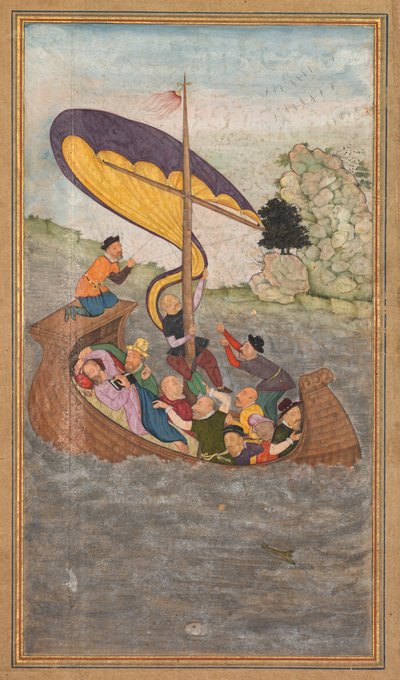 Jezus wordt gewekt tijdens een storm op het Meer van Galilea, uit een Mirat al-quds..., 1602-1604 door Unbekannt