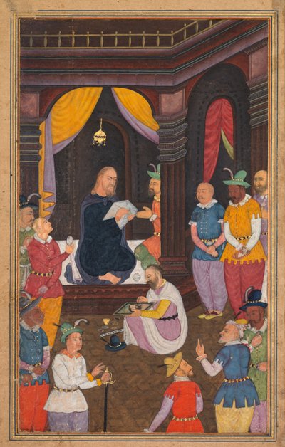 Jezus afgebeeld door de schilder van koning Abgar, uit een Mirat al-quds..., 1602-1604 door Unbekannt