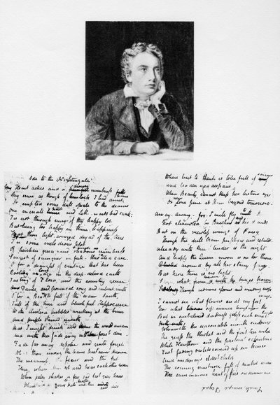 John Keats, Engelse dichter, en zijn Ode aan een Nachtegaal, 1819 1958 door Unbekannt