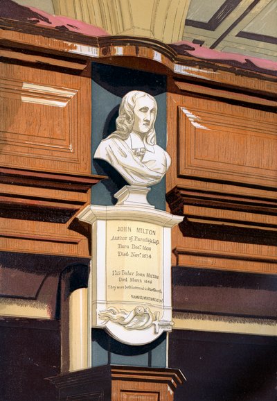 John Miltons monument, St Gileskerk, Cripplegate, Londen, ca. 1850 door Unbekannt