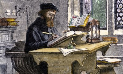 John Wycliffe aan het werk door Unbekannt