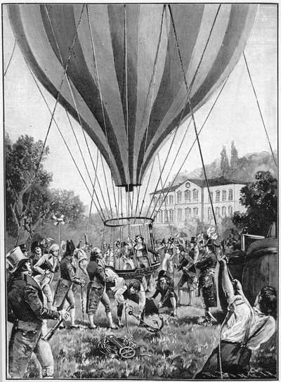 Joseph Louis Gay-Lussac maakt een ballonvaart vanuit Parijs, 14 september 1804, 1910 door Unbekannt
