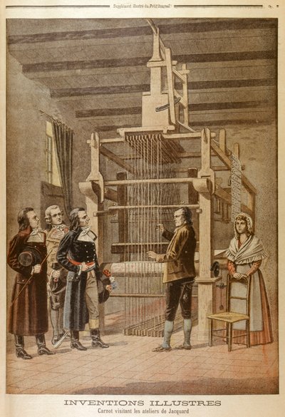 Joseph Marie Jacquard, toont zijn weefgetouw aan Lazare Carnot, Lyon, Frankrijk, 1801 1901 door Unbekannt