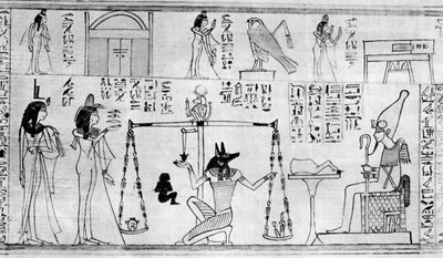 Oordeel van de Doden, uit de Tempel van Deir-el-Bahari, Egypte, ca. 1025 v.Chr. 1936 door Unbekannt