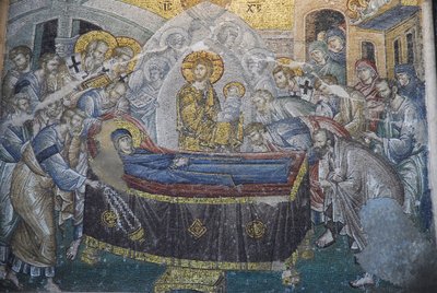 Kariye Camii (St Saviour in Chora kerk) fresco: Ontslapen (Maria