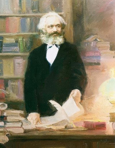 Karl Marx in zijn werkkamer. Omstreeks 1875 door Unbekannt