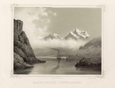 Kåfjord in Finmark. Illustratie uit het boek Noorwegen voorgesteld in tekeningen door Asbjørnsen, P.Chr. Uitgegeven door Chr. Tønsberg (Noorwegen 1848) door Unbekannt
