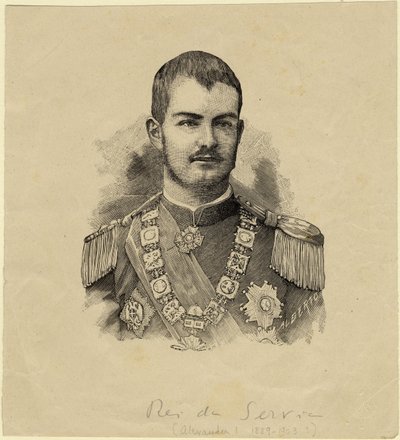 Koning Aleksandar van Servië 1876-1903, ca. 1889 door Unbekannt