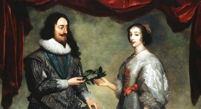 Koning Charles I 1600-1649 en koningin Henrietta Maria 1609-1669 door Unbekannt
