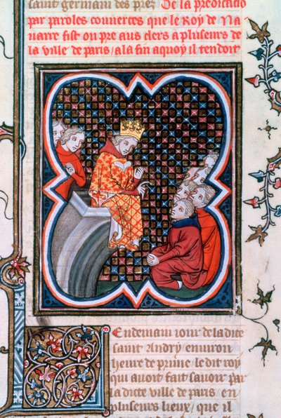Koning Karel van Navarra predikend, 1375-1379 door Unbekannt