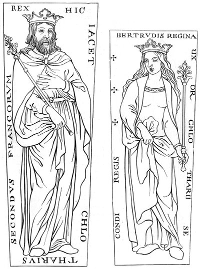 Koning Clotaire II 584-629 en Bertude 575-604, 12e eeuw 1849 door Unbekannt