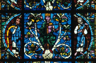Koning David, glas-in-lood, Kathedraal van Chartres, Frankrijk, 1145-1155 door Unbekannt