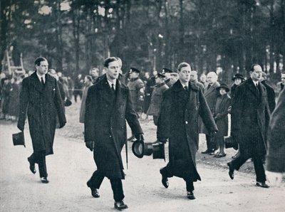 Koning Edward VIII en zijn drie broers volgen de affuit, 1936 door Unbekannt