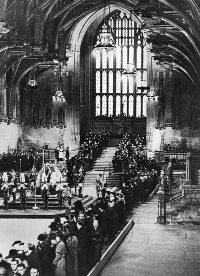 Koning George V opgebaard in Westminster Hall, Londen, januari 1936 door Unbekannt