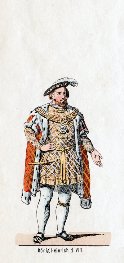Koning Hendrik VIII van Engeland, kostuumontwerp voor Shakespeares toneelstuk, Henry VIII, 19e eeuw door Unbekannt