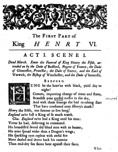 Koning Hendrik VI. Act 1. Scene 1, ca. 1723, 1946 door Unbekannt