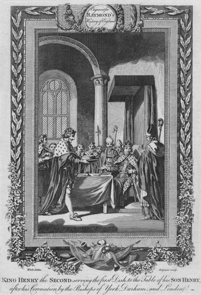 Koning Hendrik de Tweede serveert het eerste gerecht aan de tafel van zijn zoon, c1787 door Unbekannt
