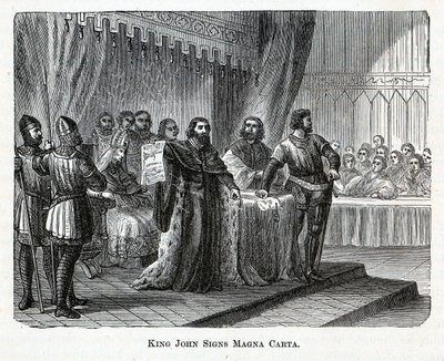 Koning Jan ondertekent de Magna Carta, 1882 door Unbekannt