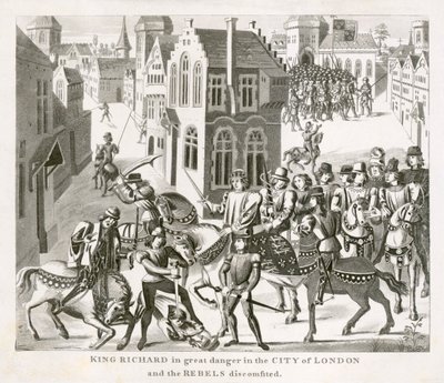 Koning Richard II confronteert de rebellen, Boerenopstand, Londen door Unbekannt