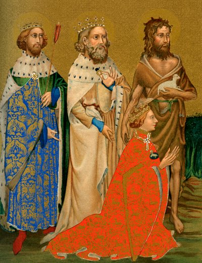 Koning Richard II van Engeland en zijn beschermheiligen door Unbekannt