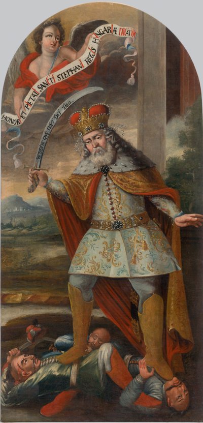 Koning Sint Stefanus in de strijd met de Turken, ca. 1718-1719 door Unbekannt