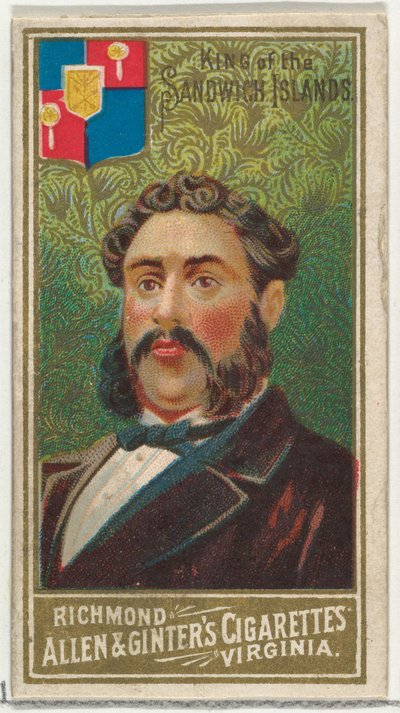 Koning van de Sandwich Eilanden, uit de serie Wereldheersers N34 voor Allen & Ginter Ciga..., 1889 door Unbekannt