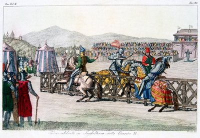Ridders die strijden in een toernooi, 12e eeuw, ca. 1815 door Unbekannt
