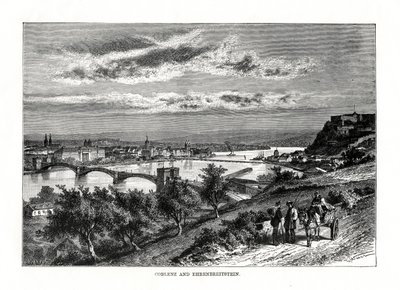 Koblenz en Festung Ehrenbreitstein, Duitsland, 1879 door Unbekannt