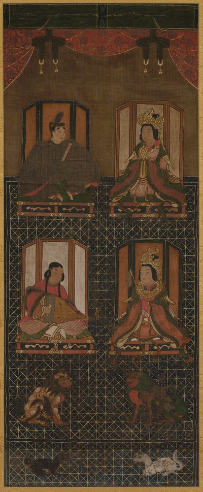 Koya Myojin Mandala van de Vier Goden van de berg Koya, 16e eeuw door Unbekannt