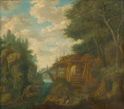 Landschap met hut door Unbekannt