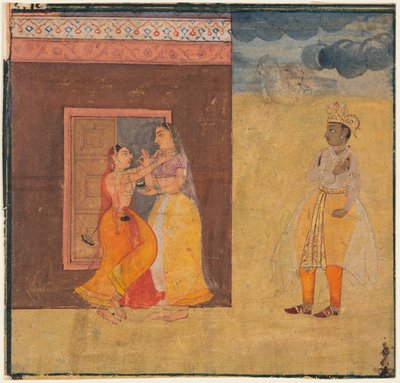 Krishna Abhisarika Nayika, uit een Rasikapriya-manuscript, ca. 1615-25 door Unbekannt