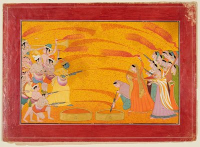 Krishna viert Holi, ca. 1770 door Unbekannt