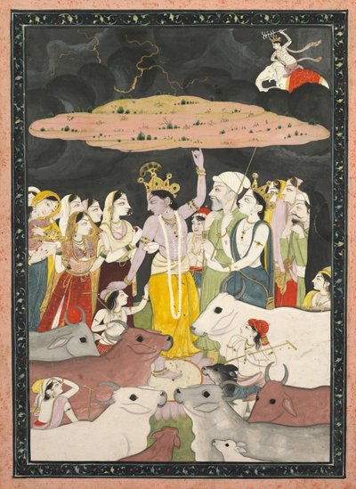 Krishna Tilt Mt. Govardhana, ca. 1780-1790 door Unbekannt