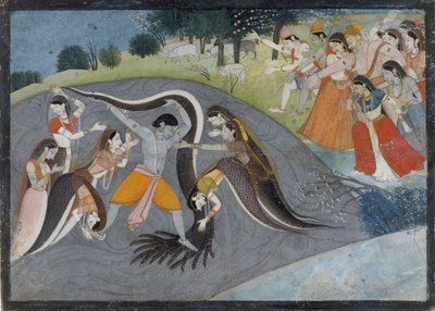 Krishna die Kaliya, de Slangendemon, Onderwerpt: Folio uit een Bhagavata Purana Serie, ca. 1785 door Unbekannt
