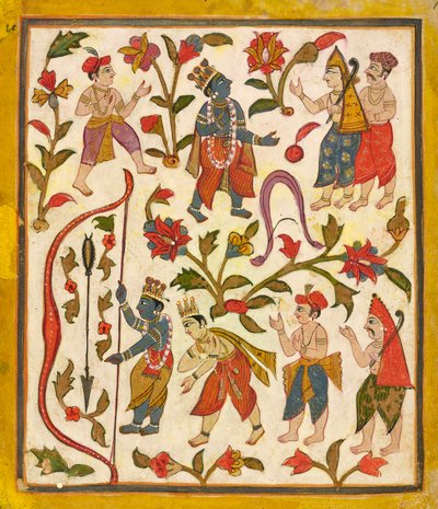 Krishna en de Boog, folio 24 uit de Tula Ram Bhagavata Purana door Unbekannt