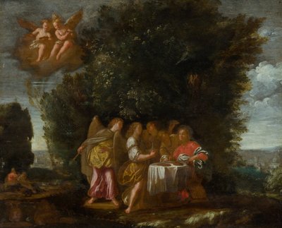 Christus bediend door engelen door Unbekannt
