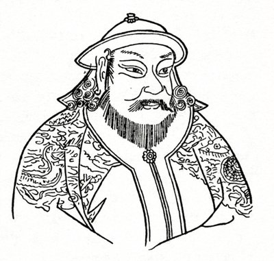 Kublai Khan 1215-1294 van het Mongoolse Rijk en stichter van de Yuan-dynastie, 1912 door Unbekannt