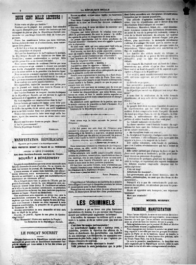 La Republique Sociale krant van 13 oktober 1881 door Unbekannt