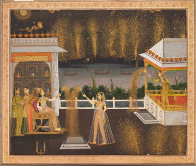 Dames die Diwali vieren, ca. 1760 door Unbekannt
