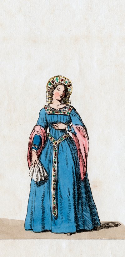 Hofdame, kostuumontwerp voor Shakespeares toneelstuk, Henry VIII door Unbekannt